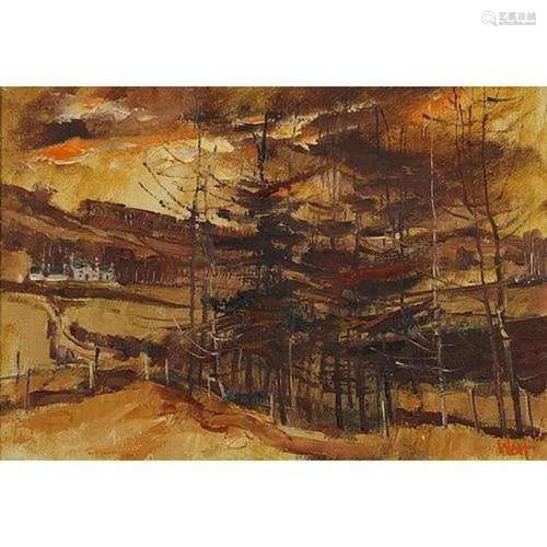 James Watt - Gourock Winter, signed oil on canvas, mounted a...