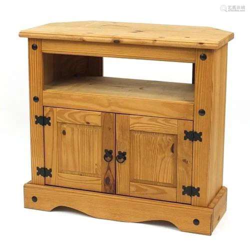 Mexican pine side cabinet with a pair of cupboard doors to t...