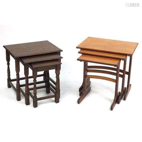 Two nests of three occasional tables, the largest 52cm H x 5...