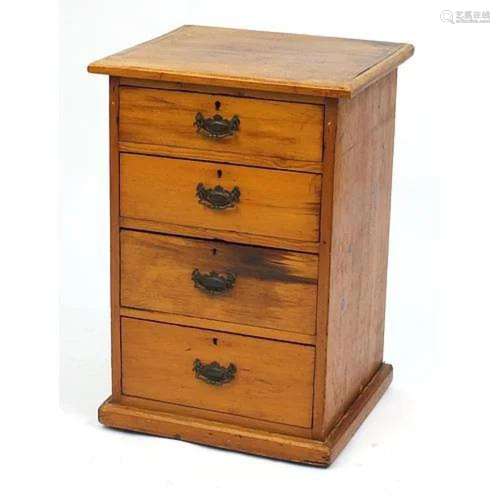 Hardwood four drawer chest, 71.5cm H x 48.5cm W x 43cm D