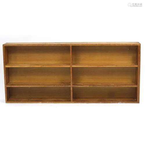 Pine wall hanging bookcase, 70cm H x 159cm W x 18.5cm D