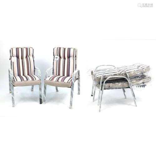 Set of four as new adjustable garden reclining armchairs, 10...