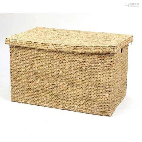 Large rattan blanket box, 53cm H x 90cm W x 58cm D