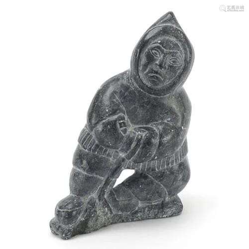 Inuit stone carving of an Eskimo, 16cm high