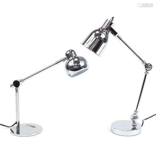 Two polished metal Anglepoise table lamps