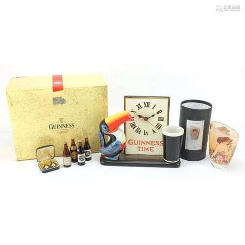 Sundry items comprising Guinness toucan advertising clock, G...