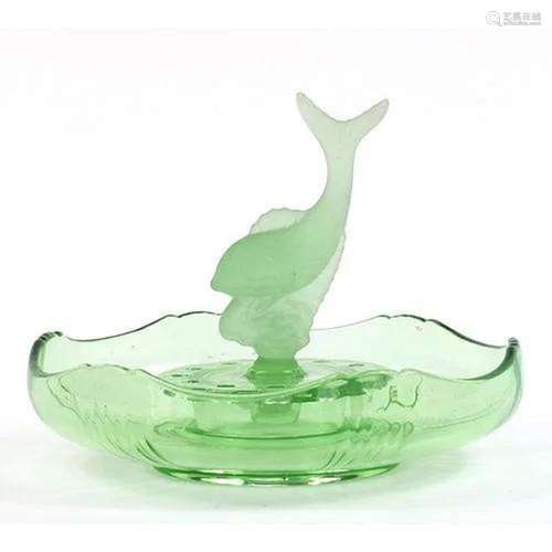 Joseph Inwald, Czech green glass fish Float bowl, 28.5cm in ...