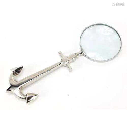 Novelty silver plated magnifying glass in the form of an anc...