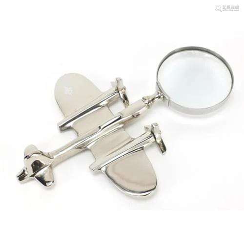 Novelty silver plated magnifying glass in the form of an aer...