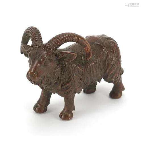 Large Japanese patinated bronze ram, impressed marks, 6.5cm ...