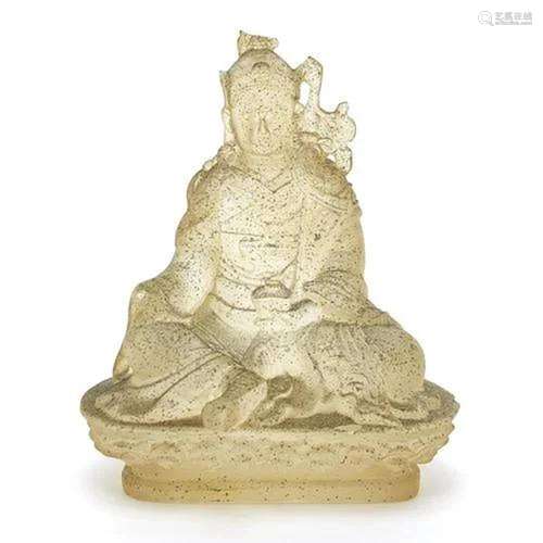 Chinese rock crystal carving of seated Emperor, 8cm high