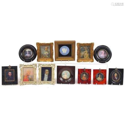 Portrait miniatures including one hand painted and three pai...