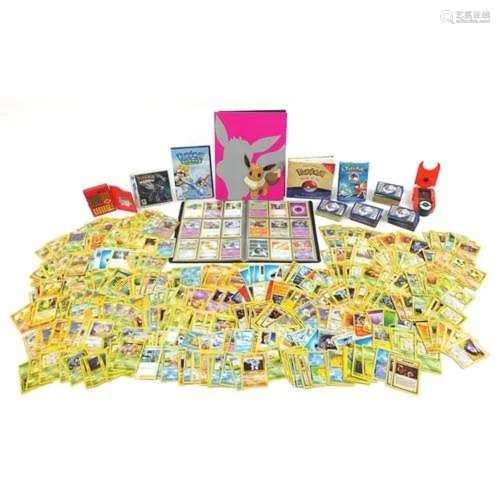Pokemon collectables including trade cards, some original ba...