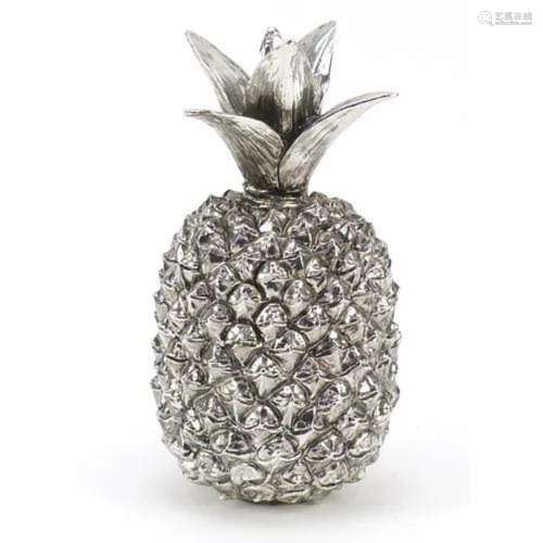 Large silvered model of a pineapple, 26cm high; Overall in g...