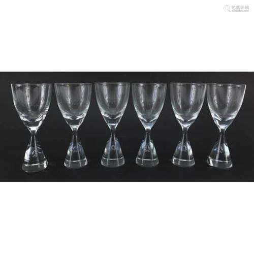 Set of six clear glass liqueur glasses, possibly Holmegaard,...