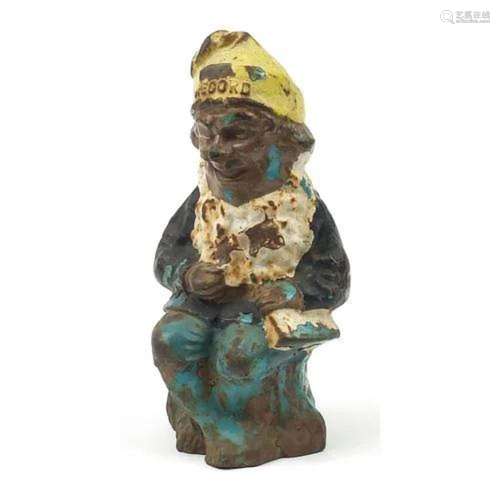 Painted cast iron advertising Record gnome, 25.5cm high