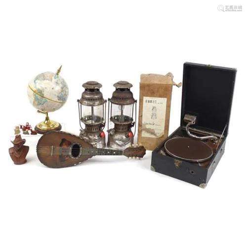 Sundry items including a rosewood mandolin with Achille Lanf...