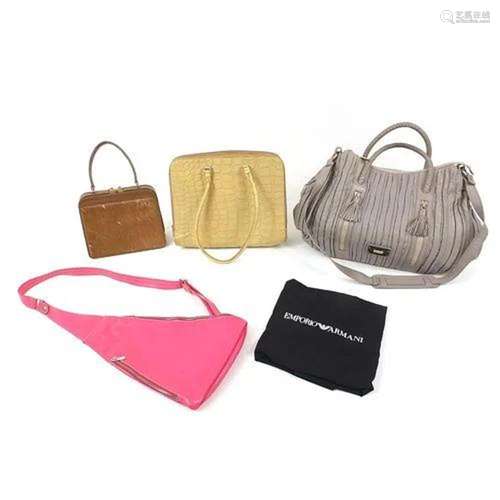 Four vintage handbags including Armani, Furla and Texier