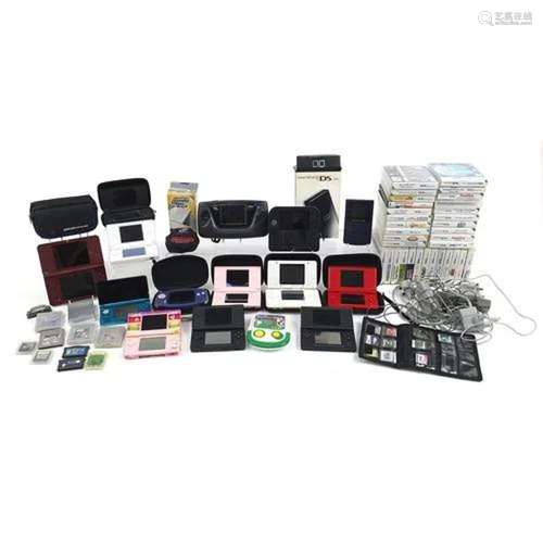 Collection of Nintendo hand held games consoles and a large ...