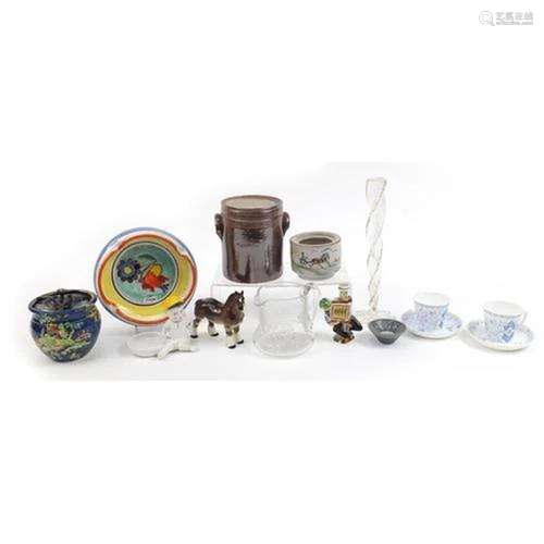 China and glassware including a Russian USSR horse, studio p...