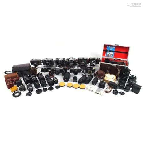 Vintage and later cameras, lenses and accessories including ...