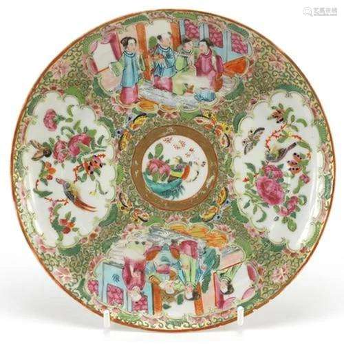 Chinese Canton porcelain plate hand painted in the famille r...