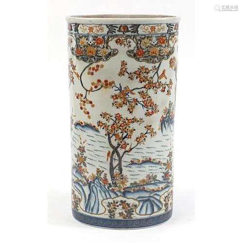 Chinese porcelain stick stand decorated in the Imari manner,...