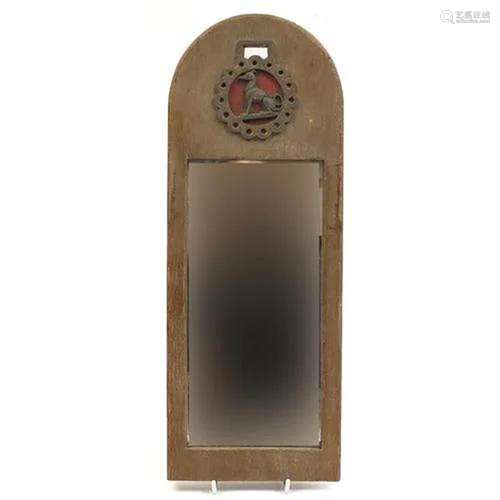 Art Deco limed oak dome top wall mirror, Rowley Gallery labe...