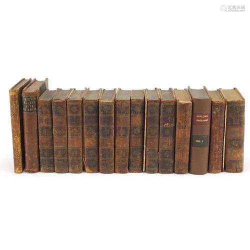 Antique and later mostly leather bound hardback books includ...