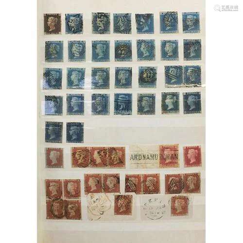 Predominantly Victorian British stamps arranged in an album ...