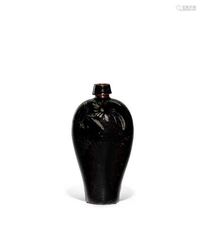 A BLACK-GLAZED RUSSET-PAINTED MEIPING VASE Song dynasty