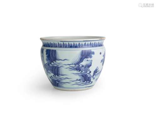 A Transitional Blue and White Small Jardiniere circa 1640-16...