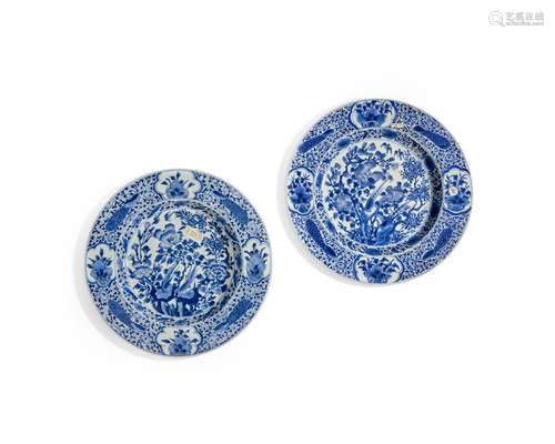 A Pair of Large Blue and White Dishes Kangxi period