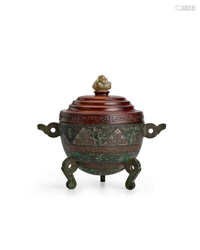 AN ARCHAISTIC INLAID BRONZE VESSEL, DUI Ming dynasty