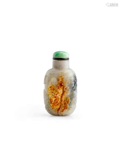 A Suzhou Russet, grey and black Jade Bottle  1800-1850, rais...