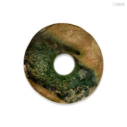 A LARGE NEOLITHIC-STYLE JADE BI DISC