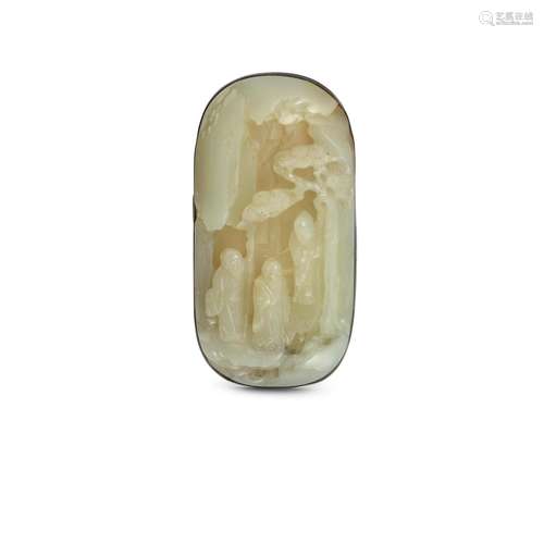 A WHITE JADE 'THREE SAGES' PLAQUE Qing Dynasty, 18th...