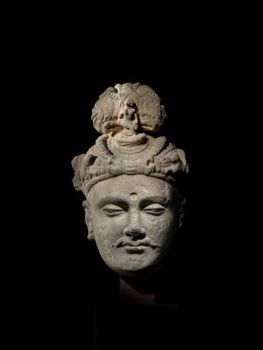 A SCHIST HEAD OF SIDDHARTHA  ANCIENT REGION OF GANDHARA, 3RD...