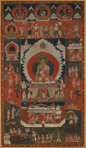 A PAUBHA OF BUDDHA WITH SCENES FROM HIS PAST LIVES  NEPAL, D...