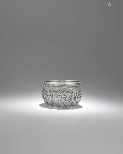 A SILVER BOWL WITH SCENES FROM THE JATAKA TALES  BY MSY BROS...