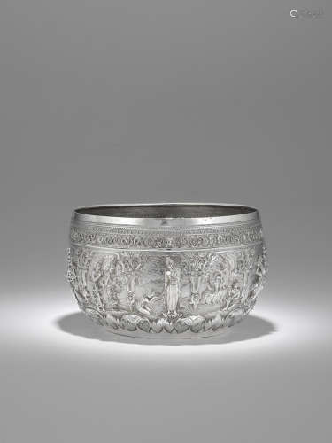 A SILVER OFFERING BOWL WITH SCENES FROM THE LIFE OF THE NUN ...