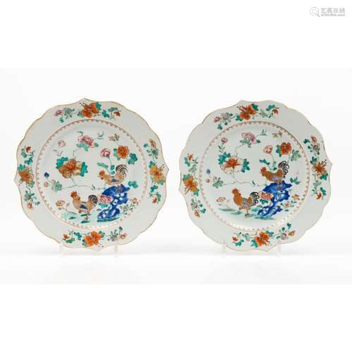 A pair of scalloped plates