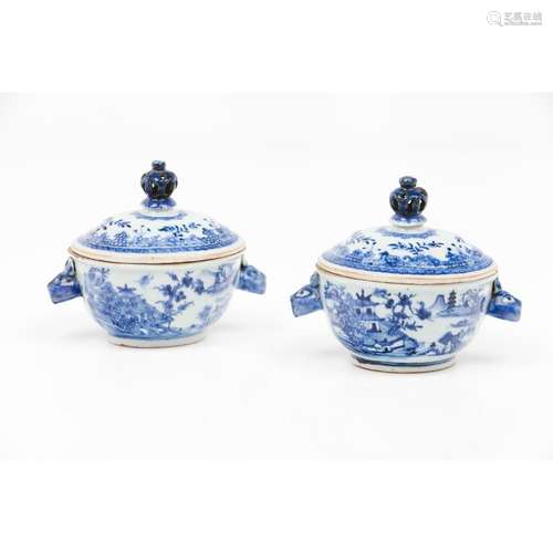 A pair of small oval tureens and covers