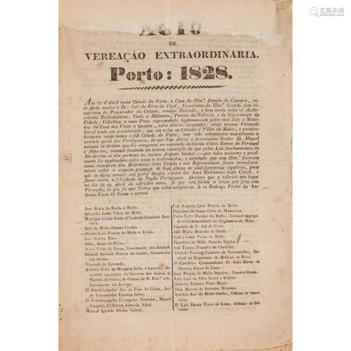 "Acto Vereação Extraordinária, Porto: 1828"