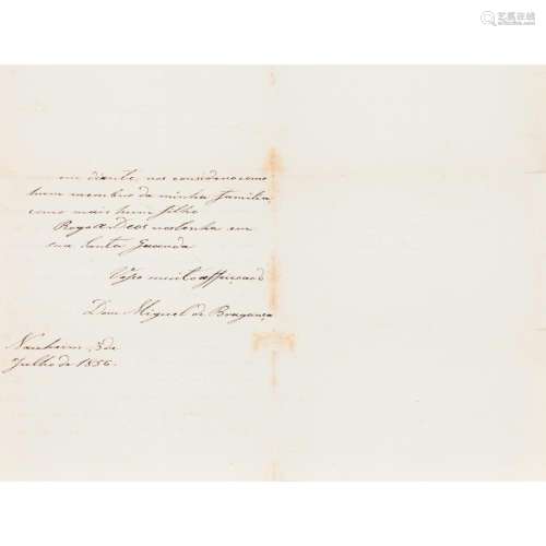 A letter by King Miguel I of Portugal to the Dr. António Joa...