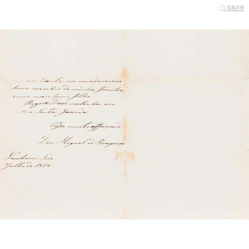 A letter by King Miguel I of Portugal to the Dr. António Joa...