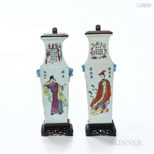 Pair of Famille Rose "Wu Shuang Pu" Vases