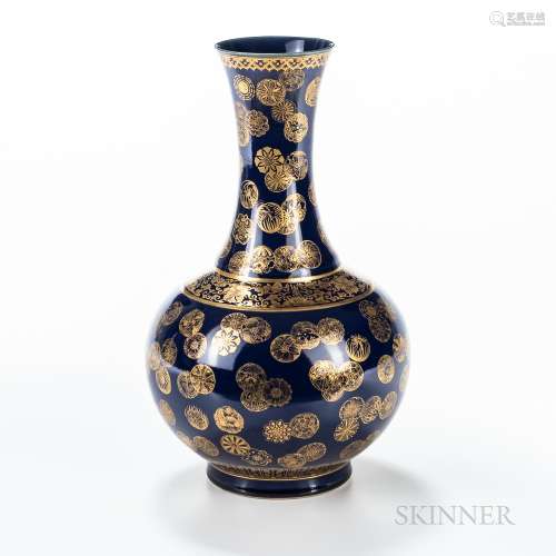 Gilt-decorated Blue-ground Vase