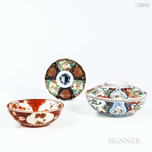 Three Enameled Porcelain Items