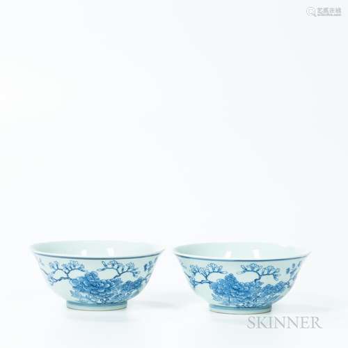 Pair of Blue and White Bowls